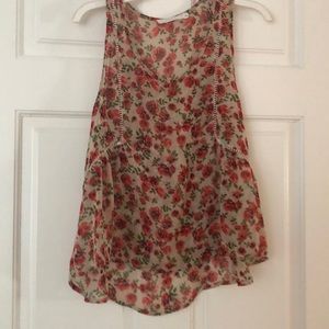 See through rose tank crop top